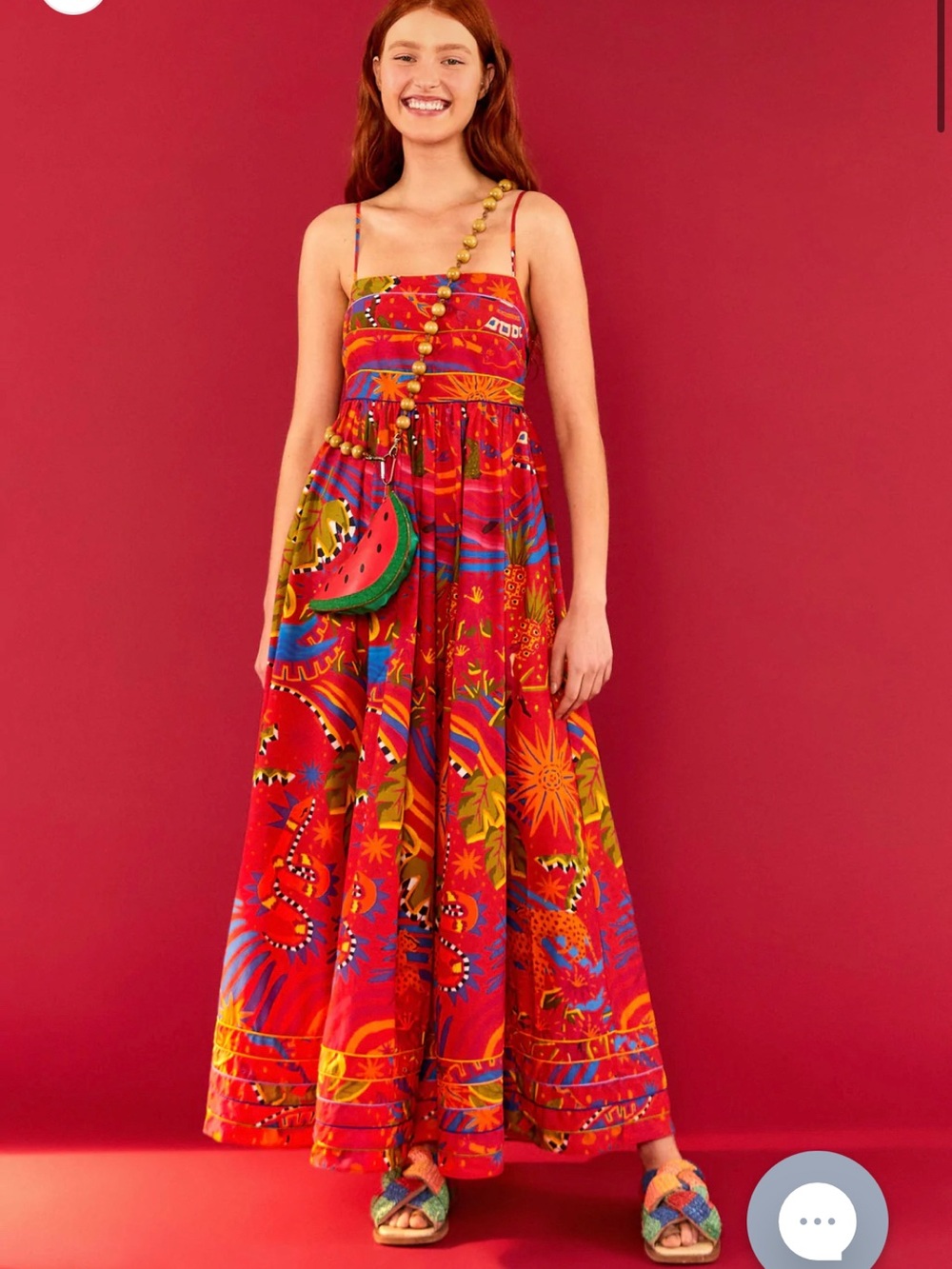 FARM Rio Bright Red Tropical-Print Maxi - Picture 2 of 3